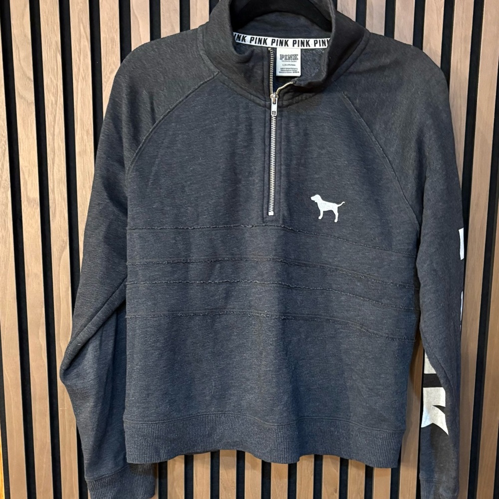 Victoria's Secret PINK dark Gray Sweatshirt 1/4 zip size medium